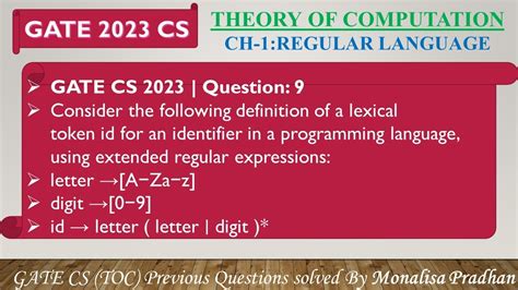 GATE CS 2023 Q9 Consider The Following Definition Of A Lexical Token