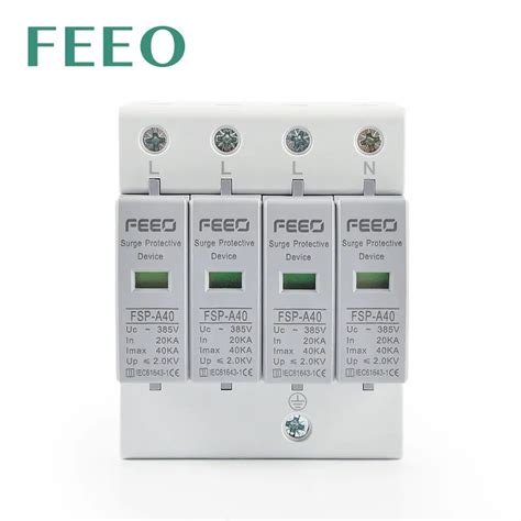 FEEO Din Rail 1P 2P 4P 20 40kA T1 T2 AC Surge Protective Device 275V