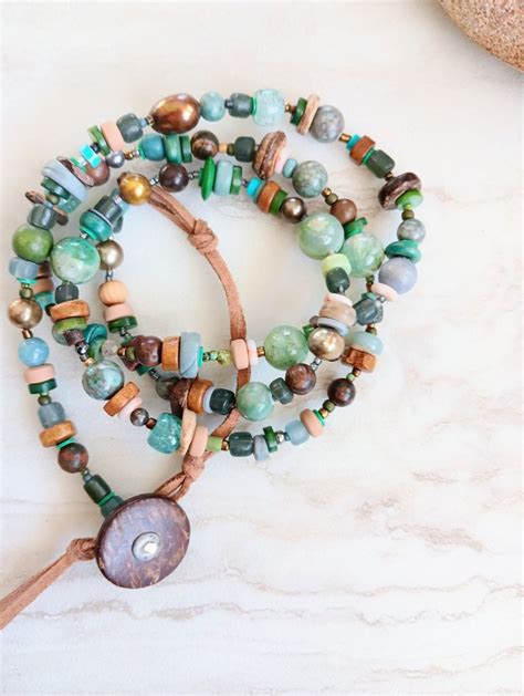 Coasting The Keys Necklace Fossilized Coral Turquoise Java Glass