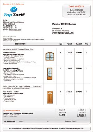 Visuel Exemple De Devis Menuiserie