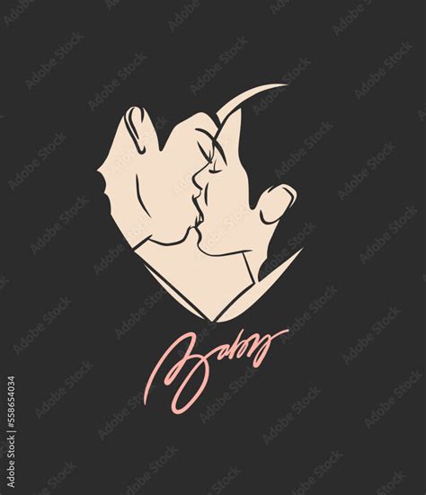 Hand Drawn Vector Abstract Graphic Illustration Valentines Day Cards Template Lesbian Kissing