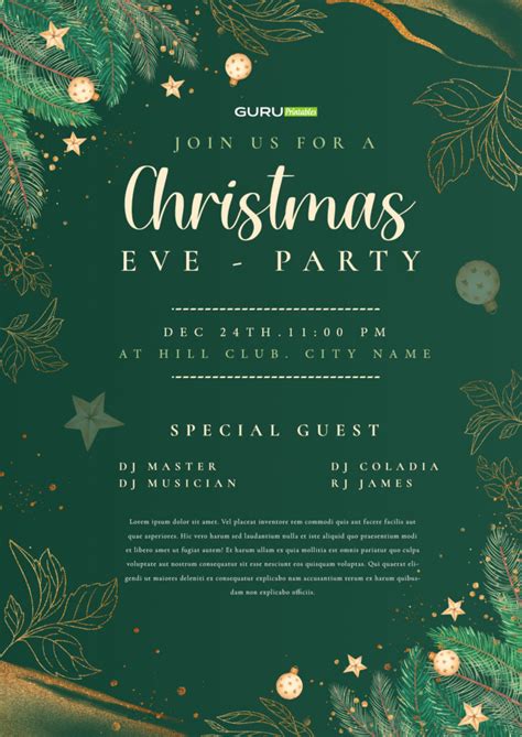 Elegant Christmas Party Invitation Template Guru Printables