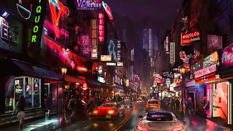 Neon street at night [3840x2160] : wallpapers