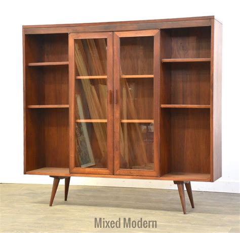 Walnut Mcm Bookcase Display Cabinet Mixed Modern Nashua Nh