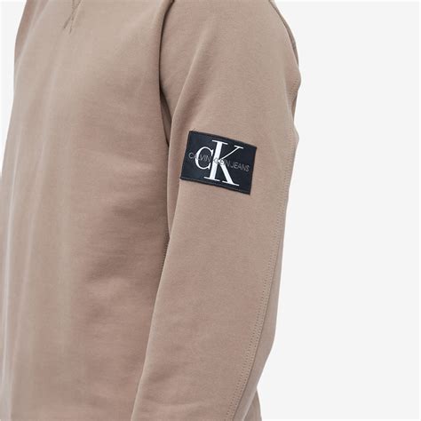 Calvin Klein Monogram Sleeve Badge Crew Sweat Warm Toffee End Kr