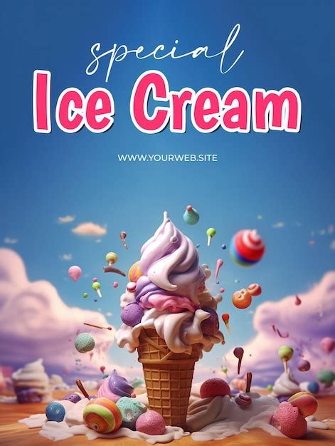 Premium Psd Special Ice Cream Poster With Delicious Ice Cream Background