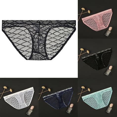 Lucky Men S Mesh Thongs See Through Underwear Bikini Brief G String Underpants Short Shopee