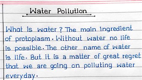 Water Pollution Essay In English Writing Essay On Water Pollution In