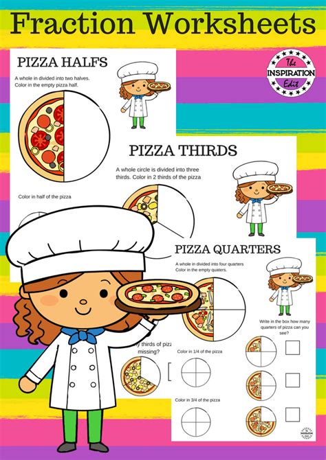 Pizza Fraction Worksheets