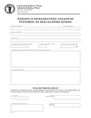 Fillable Online Lfp Cuni Dost O Nenvratnou Finann Vpomoc Ze Socilnho