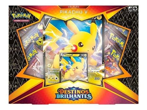 Pokémon Box Destinos Brilhantes Coleção Pikachu V Copag Deck de