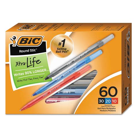 Bic Round Stic Xtra Life Ballpoint Pen Medium Point Mm Assorted