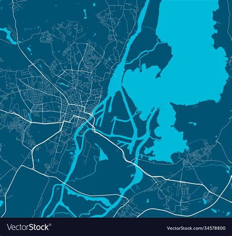 Detailed map szczecin city linear print map Vector Image