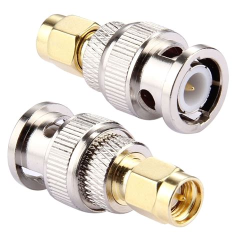 2 Pcs Bnc Male To Sma Male Connector