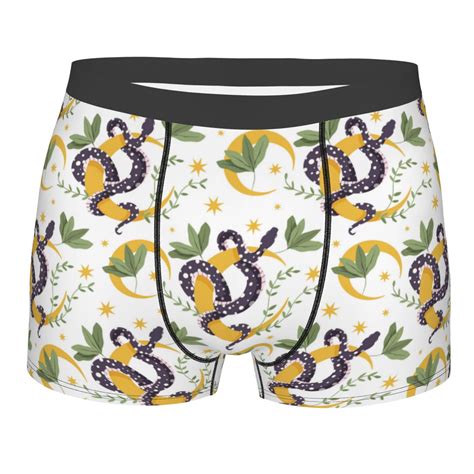 Salouo Snake And Moon Print Men S Boxer Briefs Breathable Underwear