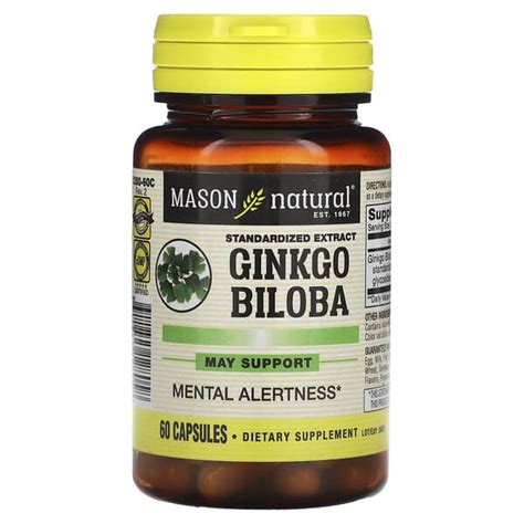 Mason Natural Ginkgo Biloba Standardized Extract 60 Capsules