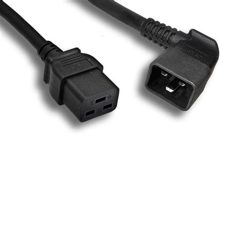 Kentek 6 Feet Ft 12 Awg Ac Power Cable Cord Left Angled C20 To C19 20a 250v Sjt Pdu Ups Black