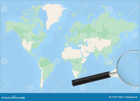 Map Of The World With A Magnifying Glass On A Map Of Tonga Stock Vector