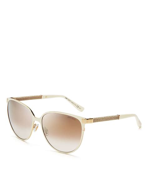 Jimmy Choo Mirrored Posie Sunglasses In White Ivorygold Mirror Lyst