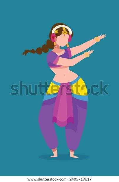 Illustration Young Beautiful Indian Classical Dancer Stock Vector