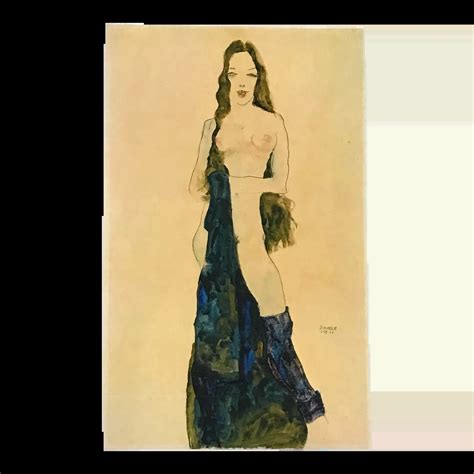 Egon Schiele Erotic Drawing Standing Female Semi Nude Chairish