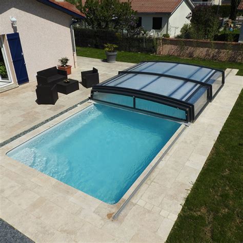 Abri piscine télescopique bas 50 cm Protection discrète Sheltom