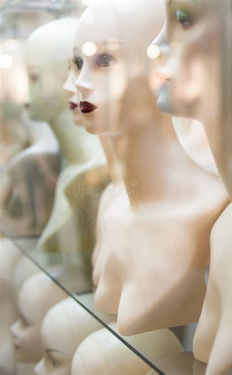 Naked Female Mannequins In The Shop Window Stock Photo Image Of