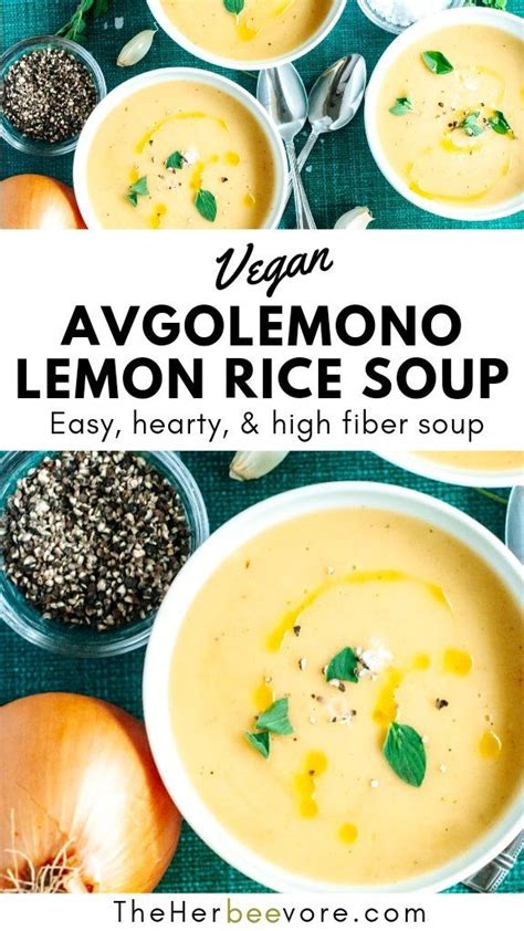 Vegan Avgolemono Lemon Rice Soup