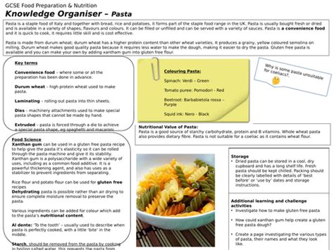 Food Prep And Nutrition Cereals Commodity Knowledge Organisers