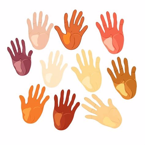 Les Mains Des Enfants De Différentes Couleurs De Peau Vecteur Premium