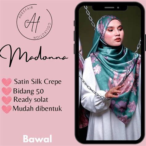 Tudung Bawal Satin Bidang Kain Lembut Dan Mudah Dibentuk Shopee