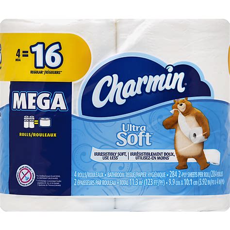 Charmin Bathroom Tissue Unscented Mega 2 Ply 4 Ea Toilet Paper