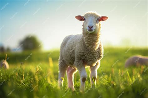 Premium Ai Image Portrait Of A Small Adorable Lamb In The Field At