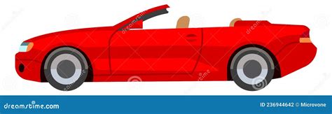 Coche Deportivo Rojo Icono Convertible Brillante En Estilo De Dibujos