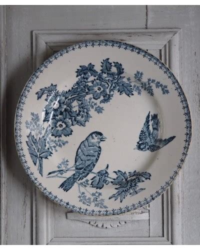 Assiette Semi Creuse M Sange Longwy D Cor Fleurs Et Oiseaux Bleu