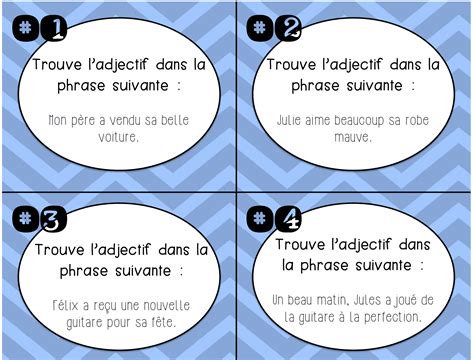 Adjectifs Cartes T Ches