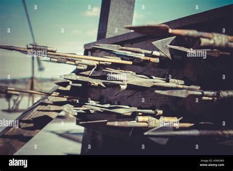 Medieval Siege Weapons Crossbows Onagers Catapults And Batter Stock