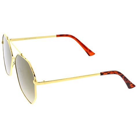 Oversize Geometric Mirrored Flat Lens Aviator Sunglasses Zerouv