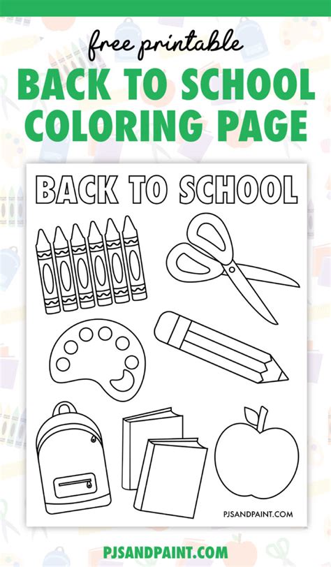 Free Printable Back To School Coloring Page Pjs And Paint