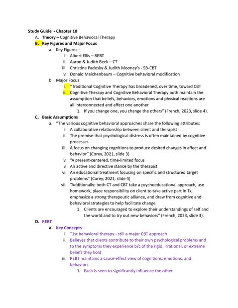 Ch 10 CT Study Guide Gerald Corey Chapter Notes Counseling Theories