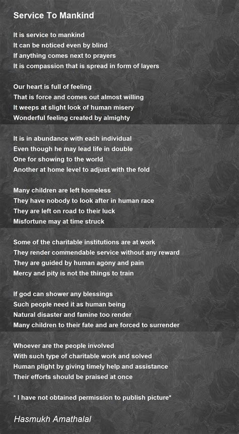 Service To Mankind Poem By Hasmukh Amathalal Poem Hunter
