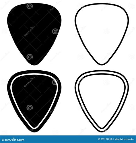 Logo Outline Pick Guitar Rock Vector Mediator Plectrum Line Icon Stock