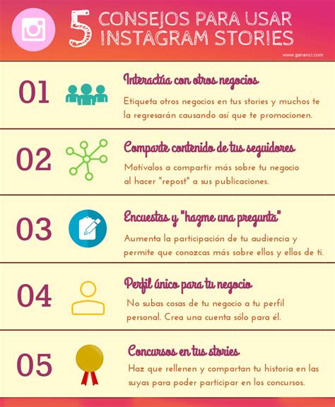 5 Consejos para usar instagram stories Infografías