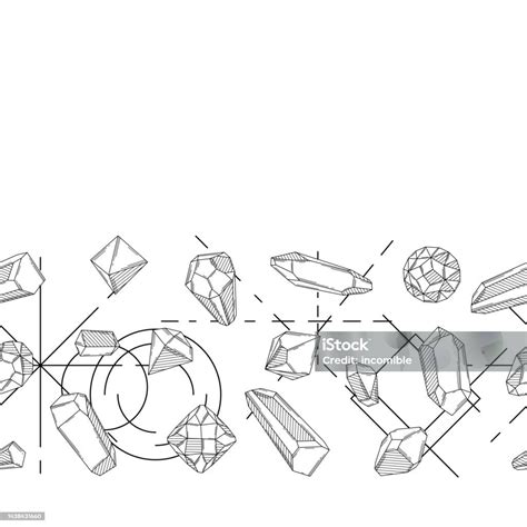 크리스탈 또는 크리스탈 미네랄이있는 완벽한 패턴 보석 또는 반 귀중한 보석 돌 바위에 대한 스톡 벡터 아트 및 기타 이미지