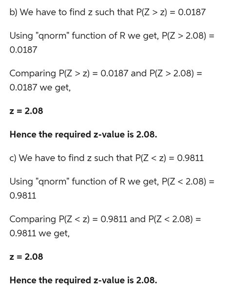 Solved Find The Z Value That Corresponds To The Given Area