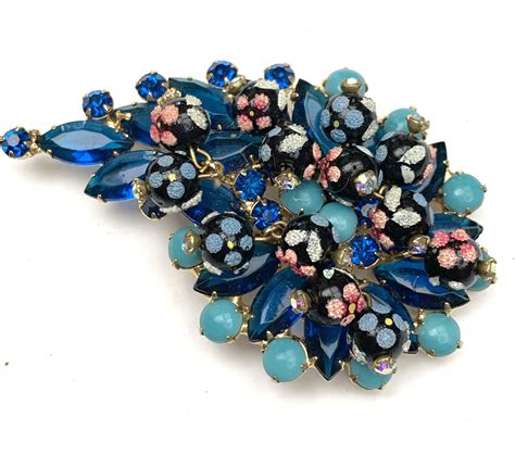 Blue Juliana Dangle Crystal Brooch D And E Juliana Verified Etsy