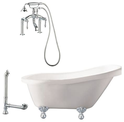 Newton Slipper Tub w Deck Mount Faucet contemporary-bathtubs