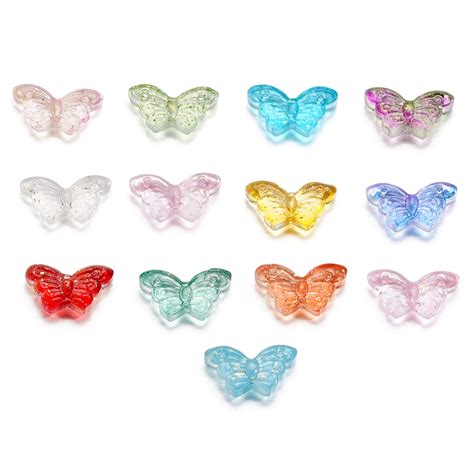 St Kunkka Pcs Glass Butterfly Beads Mm Frosted Glass Butterfly