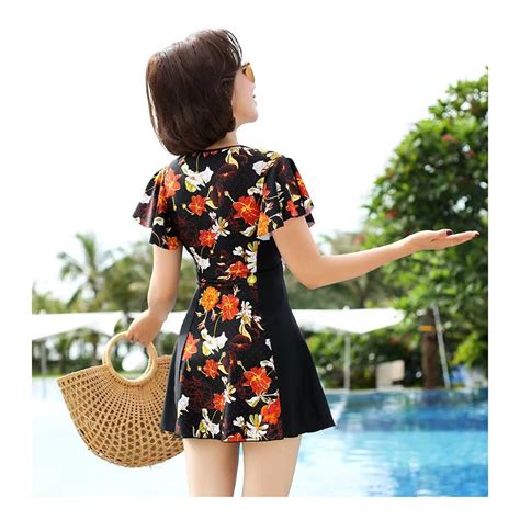 Mua Bikini Đồ bơi đi biển váy phối hoa cho các mẹ trung niên người lớn tuổi áo tắm đi biển cho