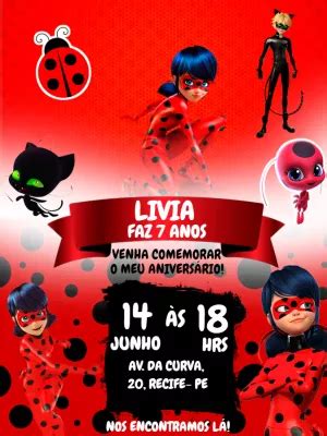 Convite Anivers Rio Lady Bug Miraculous Edite Gr Tis Nosso Editor